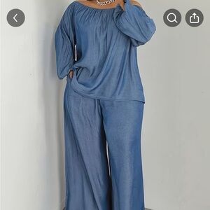 NWT Women's Blue Wide-Leg Pantsuit